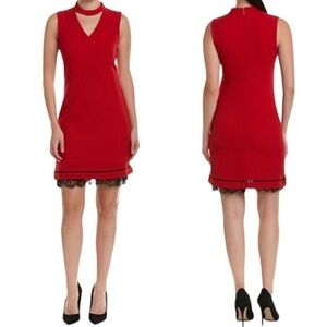 Karl Lagerfeld Paris Choker and Lace Trim A-Line Dress 4